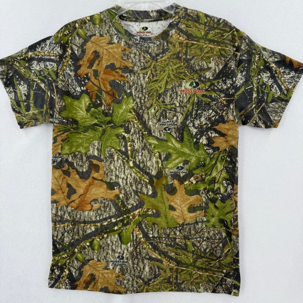 Mossy Oak T Shirt Mens Medium M Green Brown Leaf Camo Obsession Short Sleeve Tee